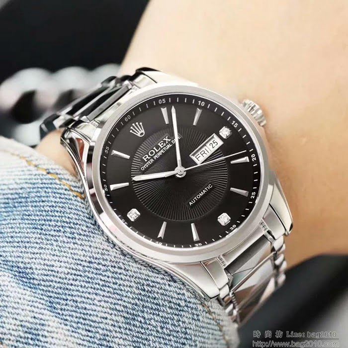ROLEX勞力士 最新款式 勞力士日記系列 簡約版 原裝進口8205機械機芯 鎢鋼間精鋼錶帶 透視底蓋 男士腕表  wssb5043